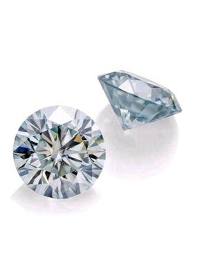 2 Ctw (Two 1 Carat 6.5 mm Stones) Round Ice Blue Loose Moissanite Gemstones